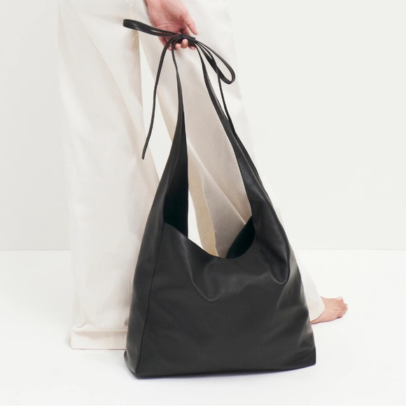 Black Leather Reformation Oversized Vittoria Tote Bag - Picture 6 of 9